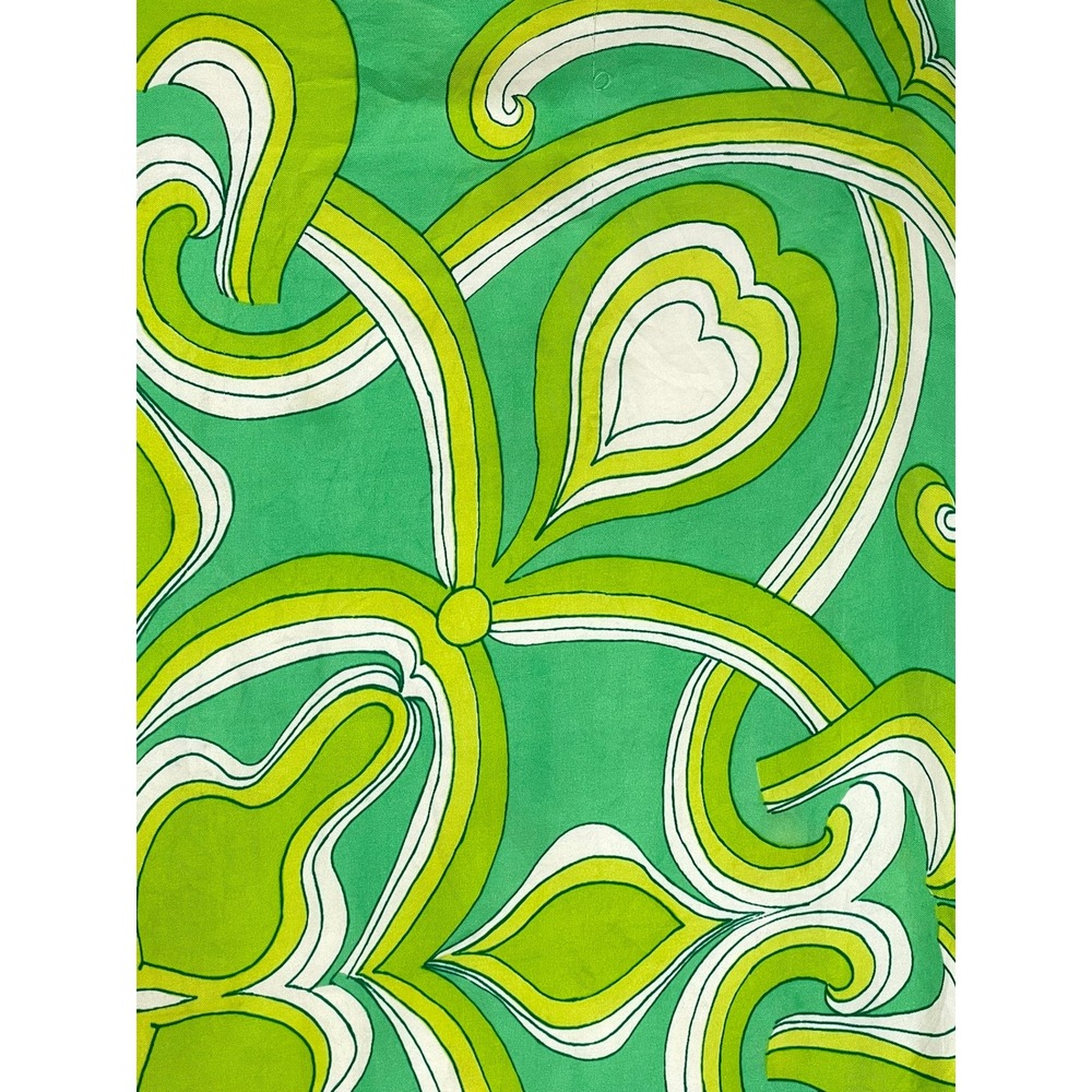 Vera Neumann Vintage Silk Scarf Green Psychedelic Swirl Gold-Piece Collection - Picture 7 of 12